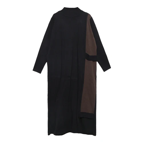 brown WLD2546 XITAO вязаный необычный свитер, Женская мода, Осенний Длинный пуловер с воротником-хомутом, элегантный свитер из кусков, свитер для женщин WLD2546 - Цвет: brown WLD2546