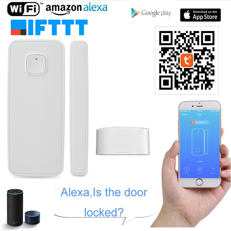 Alexa Google Home IFTTT E27 9 Вт RGBCCT Tuya умная жизнь Wi-Fi лампа смарт-сценария беспроводной датчик двери и окна