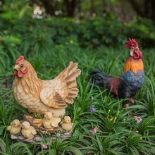 Открытый сад моделирование животного большой петух курица Смола Украшение виллы украшение сада фермерский дом украшение