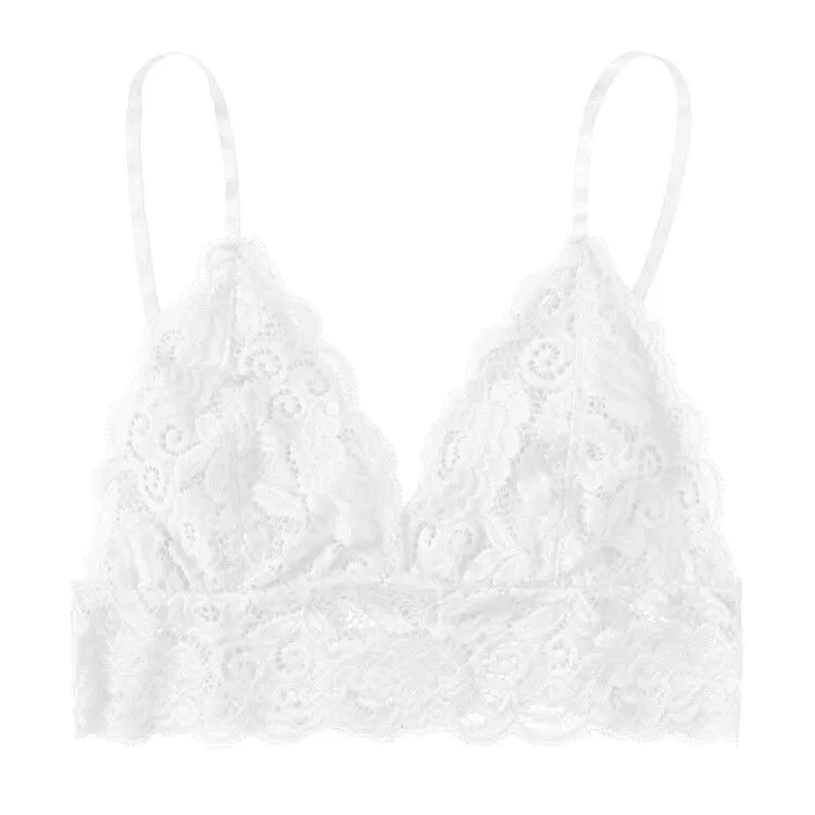 Women Plus Size Underwear Vest Crop Wireless Bra Lingerie Sexy V-Neck Sleepwear Lace Underwear Sexy Lingerie For Women Intimates