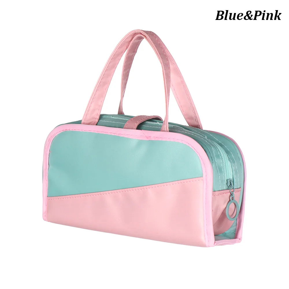 Blue pink 1 шт. модная многофункциональная Водонепроницаемая Большая вместительная сумка-карандаш, тканевая Канцелярия Оксфорд, сумка для хранения, съемный чехол-карандаш - Цвет: Blue pink