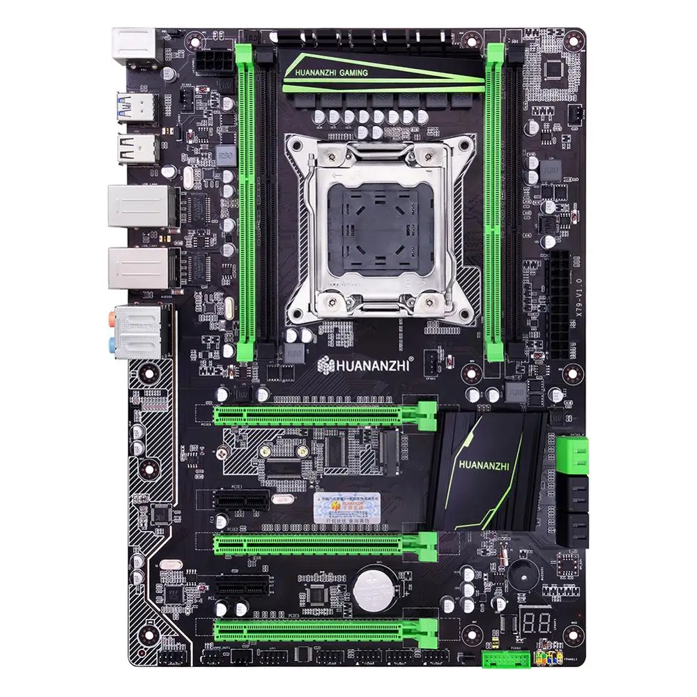 Материнская плата HUANANZHI X79 Plus LGA 2011 ATX с высокоскоростным M.2 NVME SSD Слот 2 * Giga LAN порт