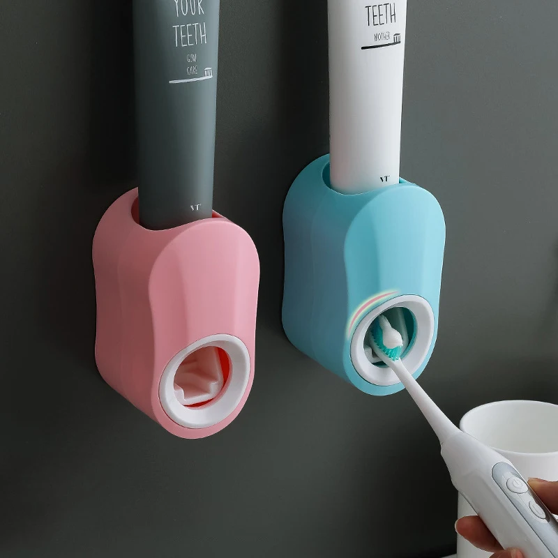

3 Colors Bathroom Accessories Set Wall Mount Toothpaste Squeezer Multifunction Plastic Toothpaste Dispenser Toothbrush Holder