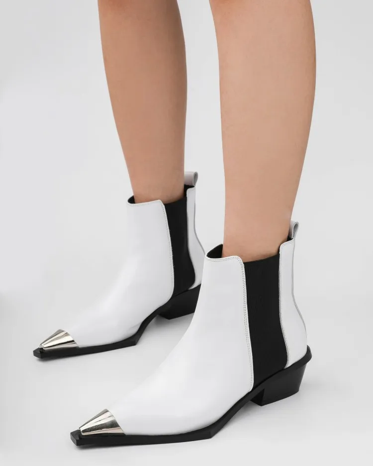 GCYFWJ/Сапоги до колена из натуральной кожи с металлическим острым носком; женские модные рыцарские сапоги на высоком массивном каблуке; женские высокие сапоги; Botas Mujer