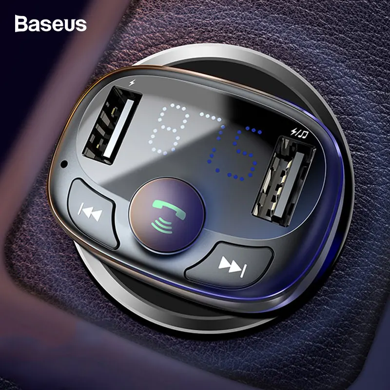 

Baseus USB Car Charger For Mobile Phone Dual USB Auto Car Charging Handsfree Bluetooth FM Transmitter For iPhone Xiaomi Samsung