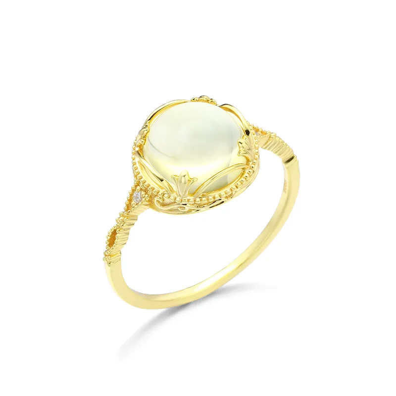 8mm Natural Citrine Цельное серебряное 14 К Золотое кольцо изысканное натуральное полудрагоценное настоящее кольцо цитрин женское массивное кольцо с камнем для дня рождения, подарки - Цвет камня: 8mm Natural Citrine