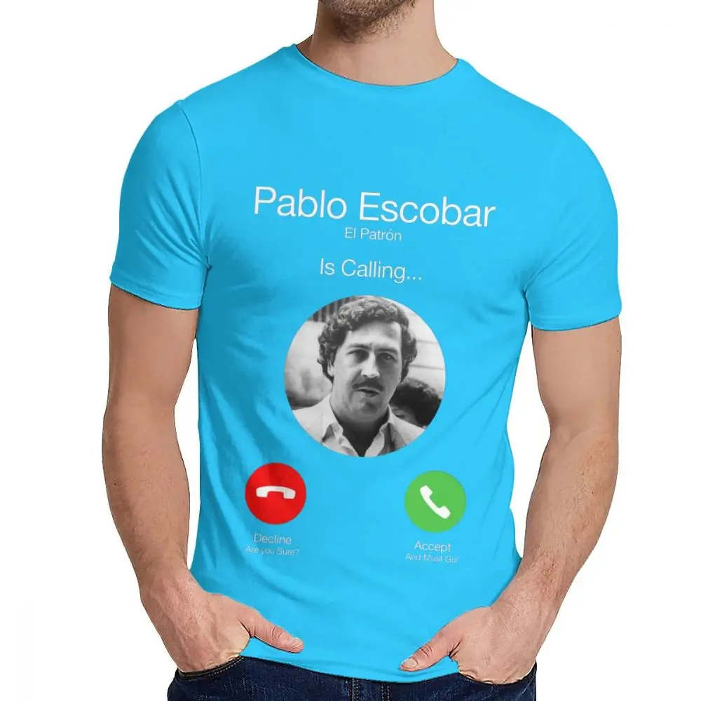 Пабло Эскобар вызов мужские футболки El Patron телефон Повседневная футболка с круглым вырезом на заказ унисекс Чистый хлопок большой размер футболка - Цвет: Королевский синий