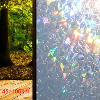 

3D Anti UV Stained Non-adhesive Home Decor Static Rainbow Effect Window Film Removable Privacy Protection Heat Control Glass