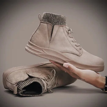 

2019 winter men's snow boots warm plus velvet high help men's boots men's British wind Martin boots