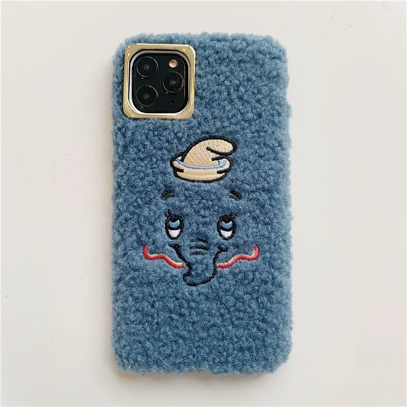 Для iphone 11 Pro Max милый мультфильм fokry Dumbo теплый плюшевый мягкий чехол для телефона для iphone 7 7plus 8 8plus X XR XS MAX чехол - Цвет: Тёмно-синий