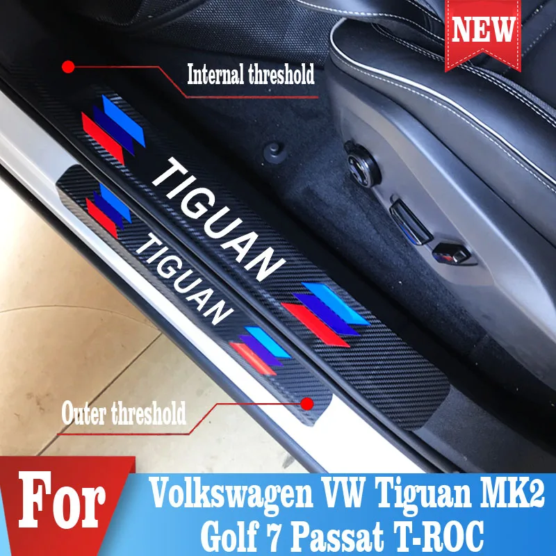 4 шт. защитная Накладка на порог для Volkswagen VW Tiguan MK2 Golf 7 Passat T-ROC аксессуары |