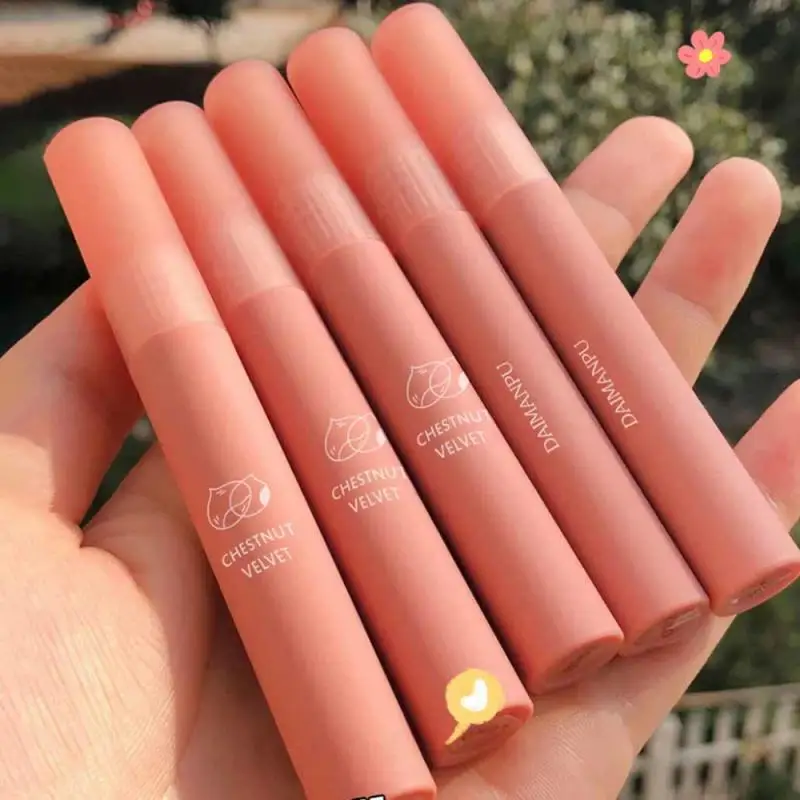 1pc 12 Colors Velvet Matte Lipstick Long Lasting Waterproof Chestnut Lip Stick Red Liquid Lip Gloss Korean Cosmetic Makeup TSLM2