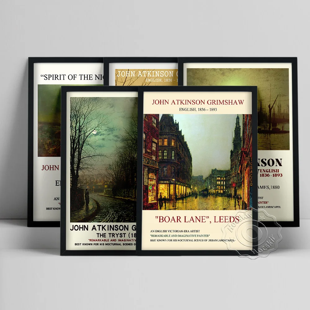 

John Atkinson Grimshaw Vintage Prints Art Poster, City Nighttime Landscape Canvas Painting, Vintage Wall Picture Home Decor Gift