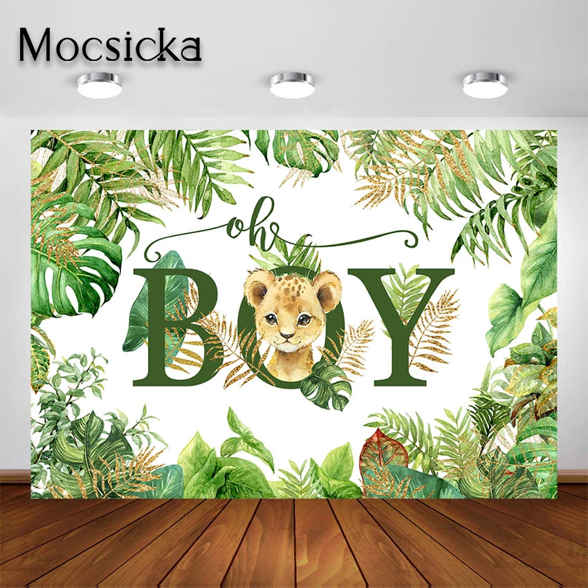 Mocsicka Safari King Baby Shower Backdrop Jungle Tropical Lion Baby Shower  Background Oh Boy Baby Shower Party Decorations|Background| - AliExpress