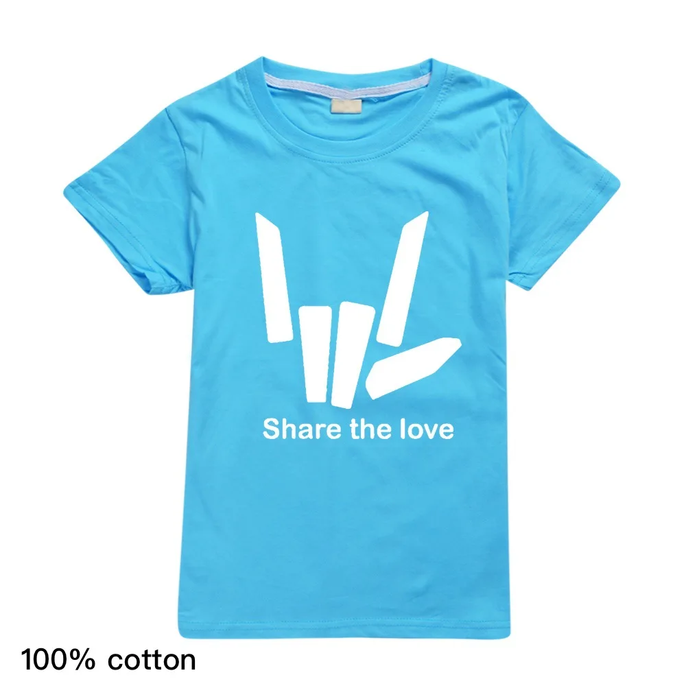Модные футболки для мальчиков и девочек с надписью «Share The Love», футболка с короткими рукавами и круглым вырезом для мальчиков модные рубашки для девочек в уличном стиле, рубашки для малышей, топы
