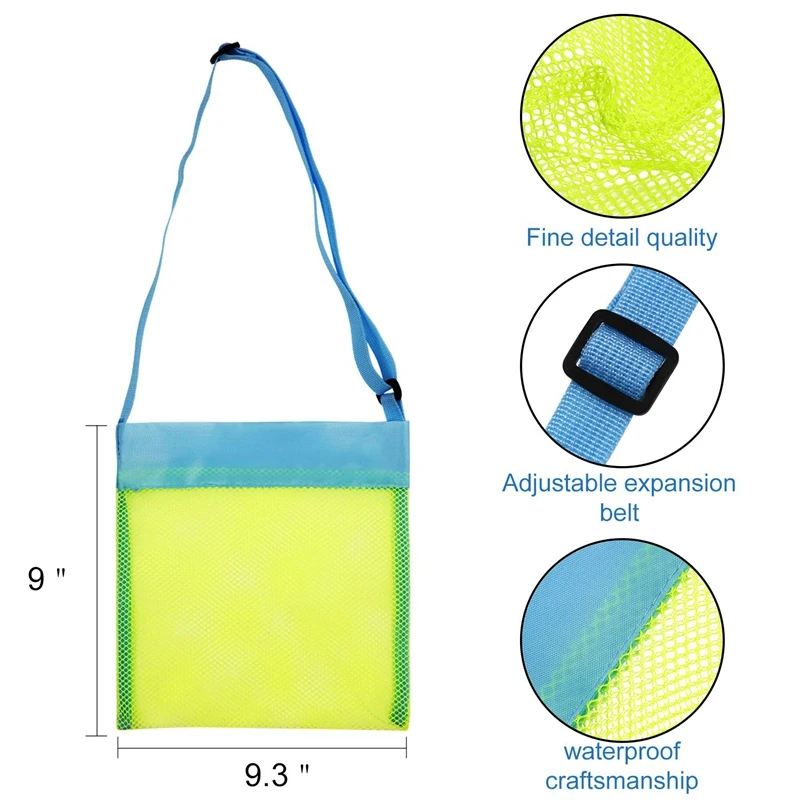 CSS 8 Pieces Colorful Mesh Beach Bags Seashell Bags Beach Shell Bags for Treasure Shell Toy Storage(Size Set 1, Color Set 1