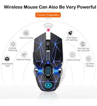

2.4G wireless Gaming Mouse gamer Rechargeable Optical Silent Mouse LED Backlit USB Receiver 1600Dpi for laptop computer