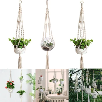 

Hanging Baskets Flowerpot Plant Holder Pot Macrame Plant Hanger Hanging Planter Basket Jute Rope Braided Craft Vintage Decor