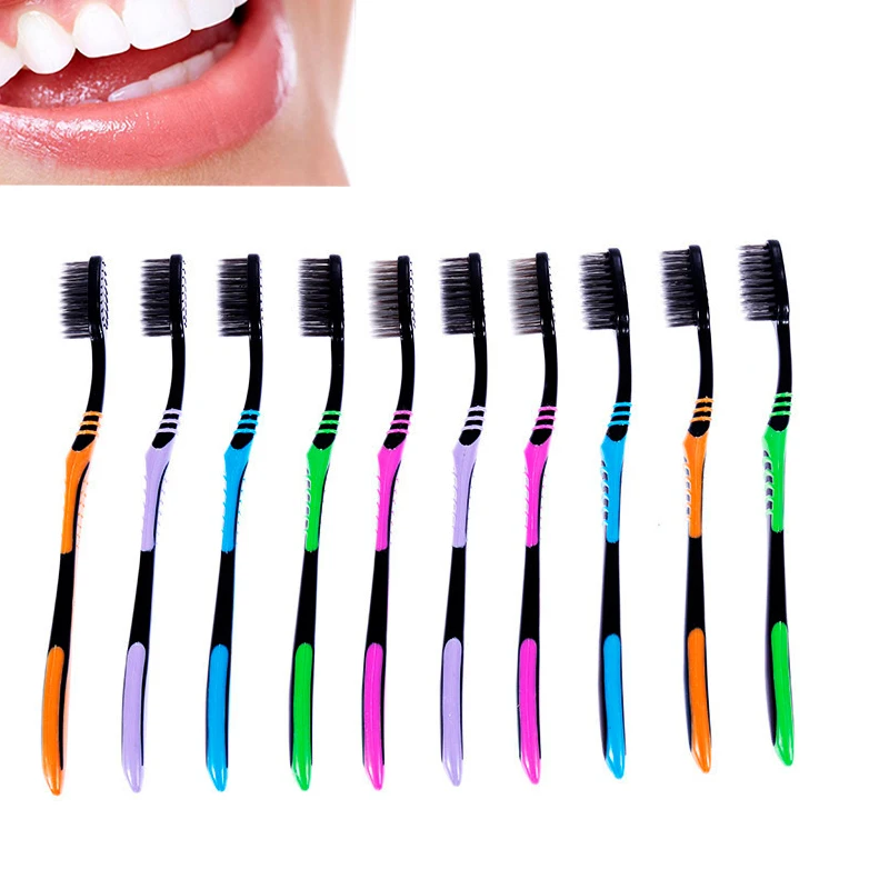 

50 Pcs Ultra Fine Soft Bamboo Charcoal Toothbrush with Black Head Oral Care Antibacterial Toothbrush for Adult