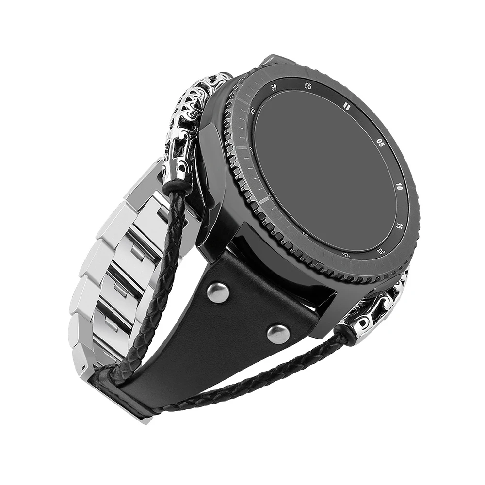 Браслет из нержавеющей стали, ремешок для часов, ремешок для samsung Galaxy Watch 46 мм gear S3, плетеный кожаный ремешок для часов