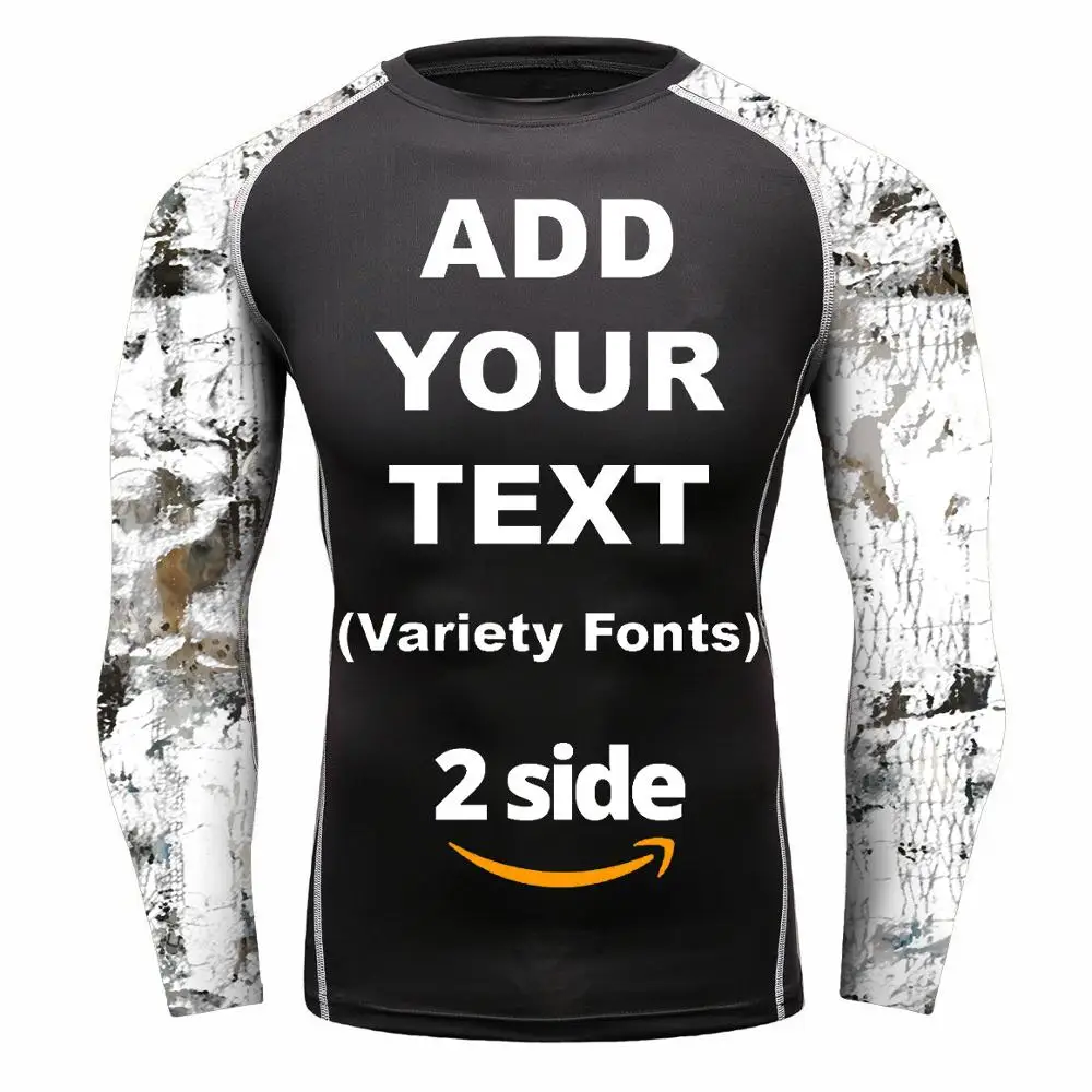 Men&rsquo;s BJJ MMA Quick Dry Rash Guards Add Your Image Photo Sports Wear T Shirts Long Sleeve Athletic Gym Top