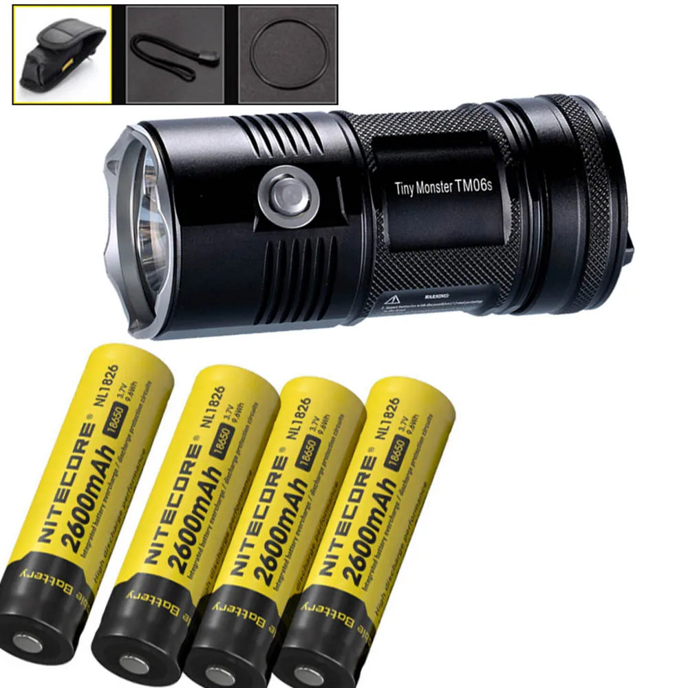 NITECORE TM06S ручной прожектор 4 × CREE XM-L2 U3 светодиоды Макс 4000 люмен фонарик луч бросок 359 м уличный фонарь для sear