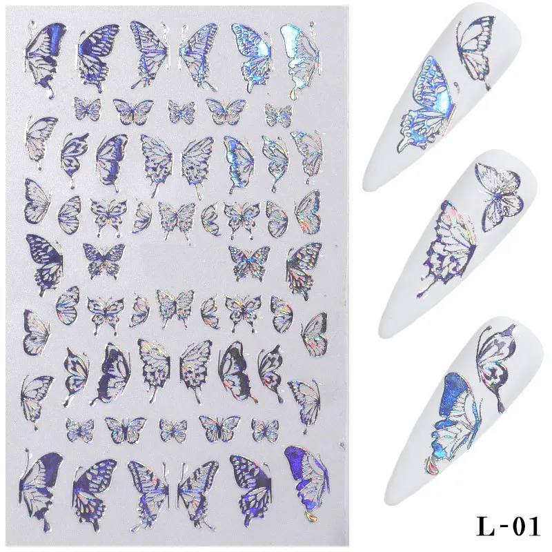 Isolator Hond Continu Butterfly Nail Stickers Nagels Art Laser Gold – Silea