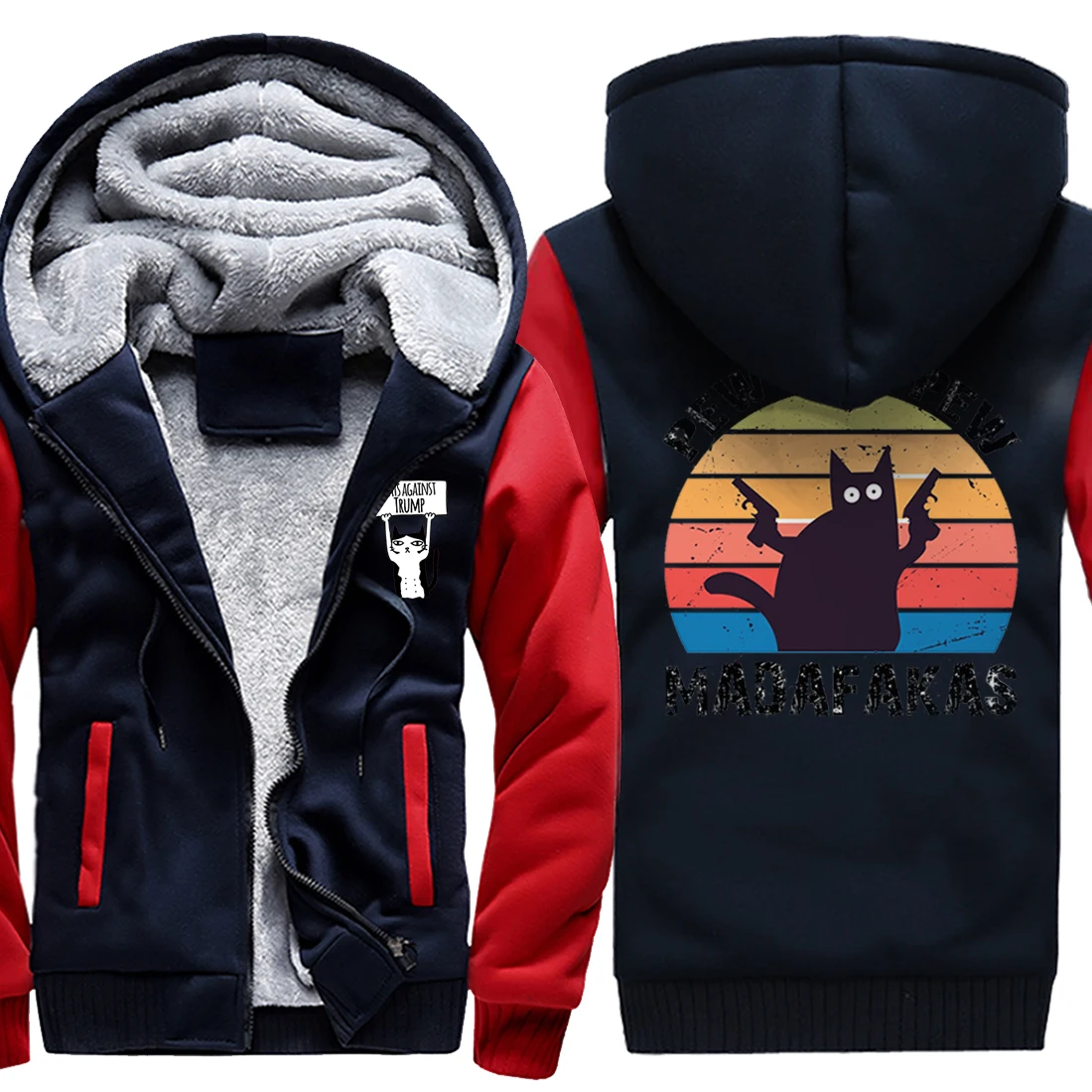 

Pew Pew Madafakas Print Fleece Thicken Coat Male Jackets Winter Casual Outdoor Hoodies Sweatshirts 2020 New Man Fleece Tracksuit