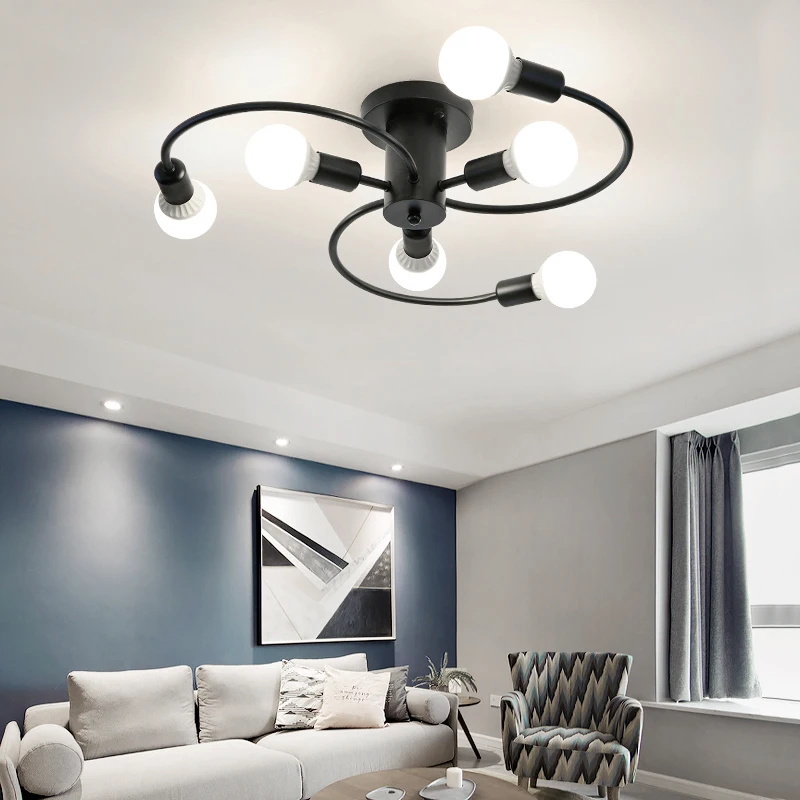 

Nordic LED Ceiling Lights Retro loft Branch Chander Ceiling Luminaria De Teto for Living Room Bedroom Vintage Light Fixture