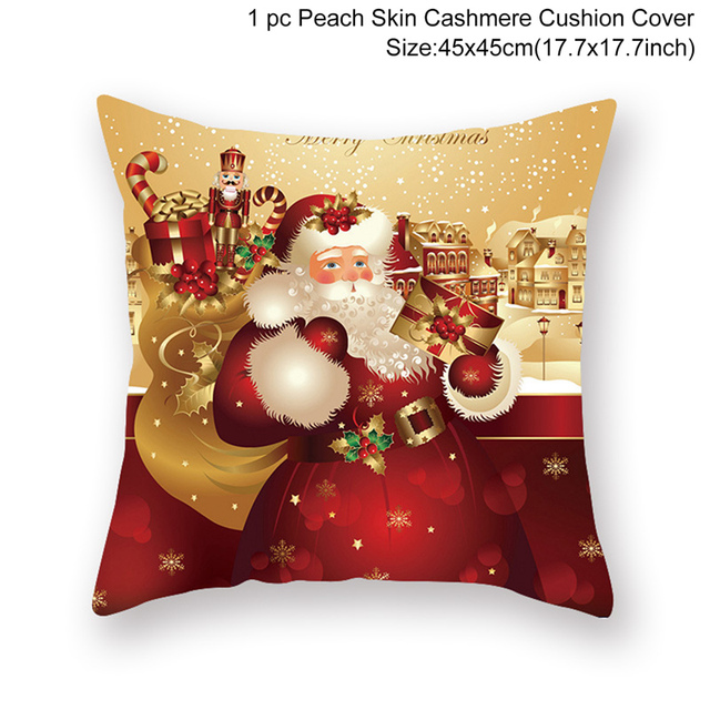 Cushion Cover Merry Christmas Decorations for Home 2021 Christmas Ornament Navidad Noel Xmas Gifts Happy New Year 2022