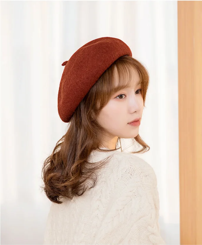 Autumn Winter Women Fashion Cashmere Adjustable Berets New Wool Hat Female Warm Solid Color Cap