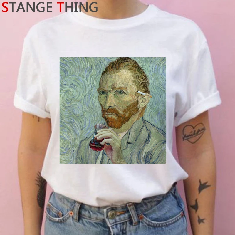 Van Gogh Van Goghing Van Gone Harajuku футболки для женщин Рисование маслом Ullzang футболка винтажная 90s футболка Графический Топ Футболка женская