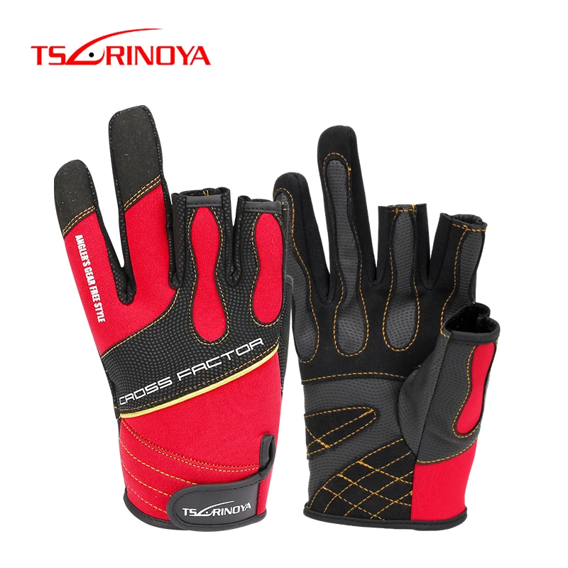 

TSURINOYA 3 Half-Finger Fishing Gloves Non-slip Wear-resistant Gloves Hunting Camping Anti Slip Outdoor Fishing Gloves Pesca