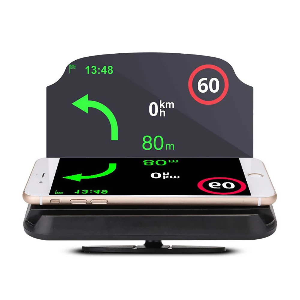 TOSPRA Head Up Display Car HUD Navigation Mobile Phone Projector GPS Navigation Projector Phone Holder for IPhone Samsung Huawei