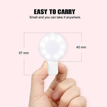 

Selfie LED Ring Light Rechargeable Portable Clip Fill Light for Phone Tablet Video PAK55