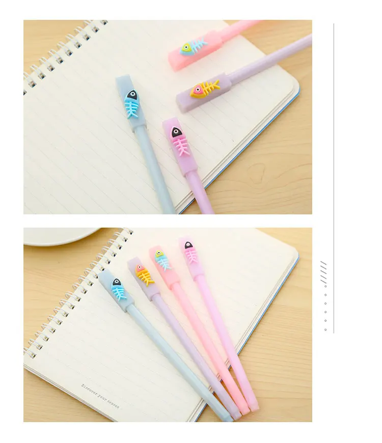 Creative Cartoon Fish Gel Pen Korean Cute Stationery Item Thing Kawaii School Material Accessory Kawai Office Funny Freebie Bts
