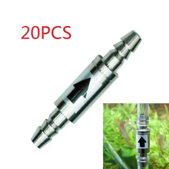 

20PCS Stainless Steel One Way CO2 Check Valve Anti-backflow Non-Return Aquarium Diffuser Regulator Air Pump Line 4/6mm Tube