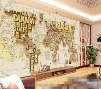 

CJSIR Custom Photo Wallpaper Mural Retro World Map TV Background Wall Murals Papel De Parede Wallpaper for Walls 3 d Decors