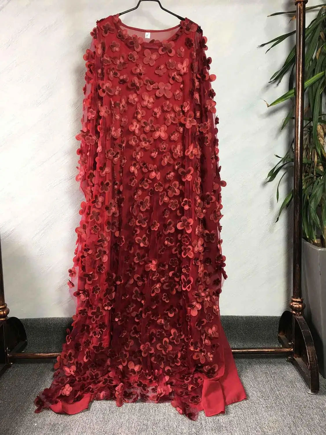 Новое модное Африканское женское Дашики длинное платье МАРЛЯ летучая мышь рукав свободный большой халат+ жилет внутри - Цвет: burgundy