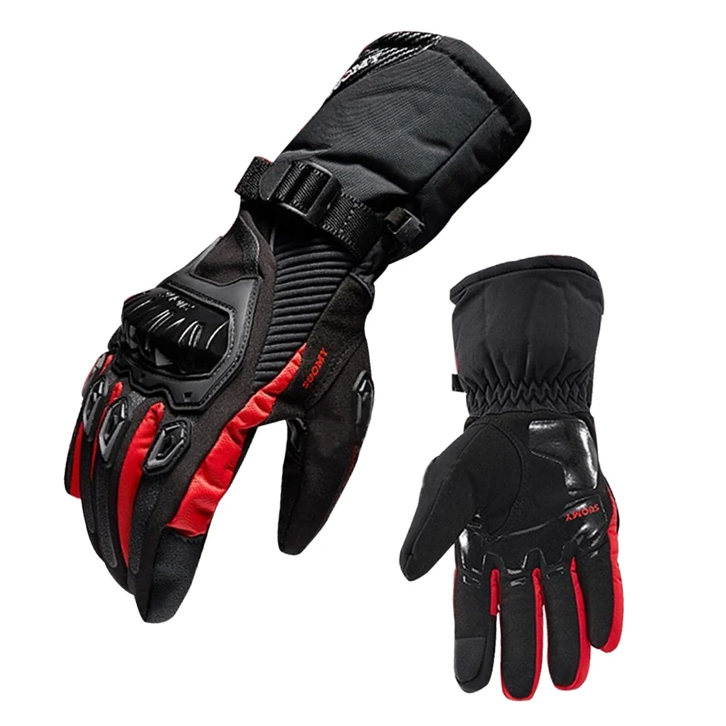 Motorcycle Gloves Winter Cold Proof Ski Glove - PU Leather Windproof Water-Resistant Hands Warm for Women and Men 