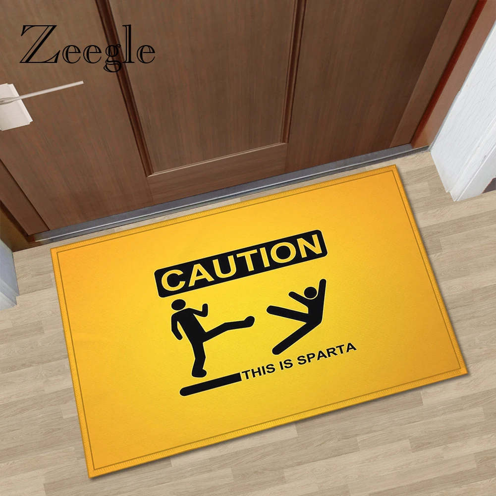 Zeegle Funny Printed Doormat Anti-slip Creative Floor Mat Bedroom Comfortable Rug Entrance Welcome Mat Water Absorbent Door Mat