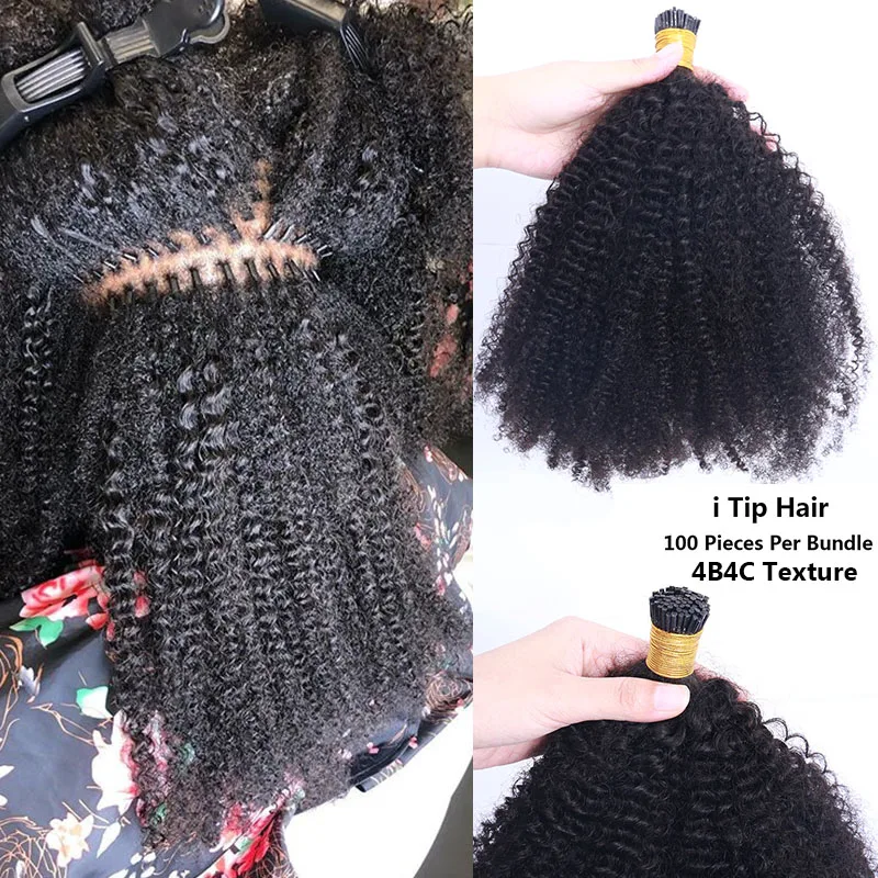 Hair-Extensions Bundles Weave Human-Hair Afro Virgin-Microlinks Mongolian Kinky-Curly-I-Tip