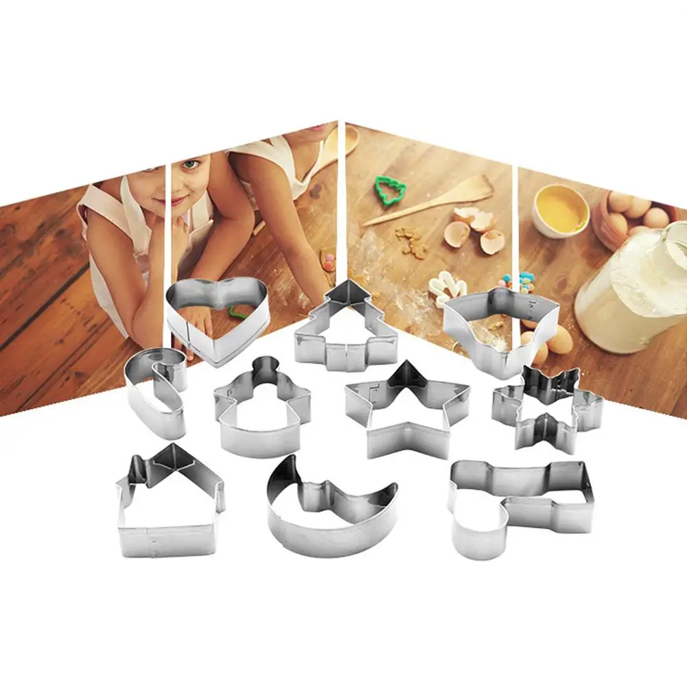 10 стилей формочки для печенья инструменты помадка для бисквита резак форма печенье торт формы Пряничный дом Рождественские Инструменты для выпечки