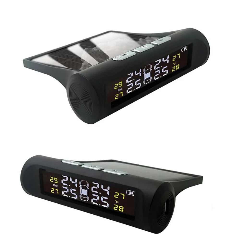 Solar Power USB TPMS Car Tire Pressure Monitoring System LCD 4 External / Internal Sensors SUV Sedan Temperature Warning car tire pressure monitor car tire pressure sensor