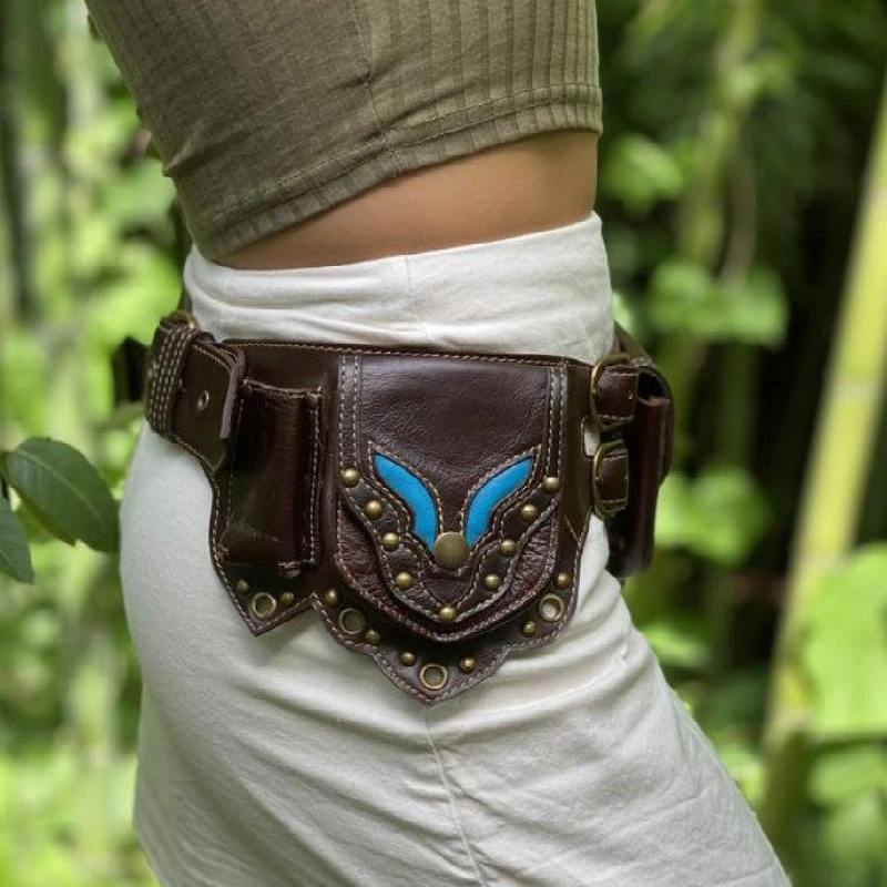 Bolso de cinturón de cuero hecho a mano para mujer, riñonera con bolsillo para Festival, Tribal, gitano, para disfraz Medieval| | - AliExpress