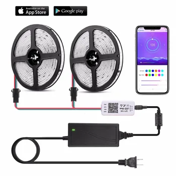 

Bluetooth Dream Color LED Strip Lights with APP, 10m/32.8ft Music Lights with Multicolor Chasing, Waterproof RGB Rope Ligh