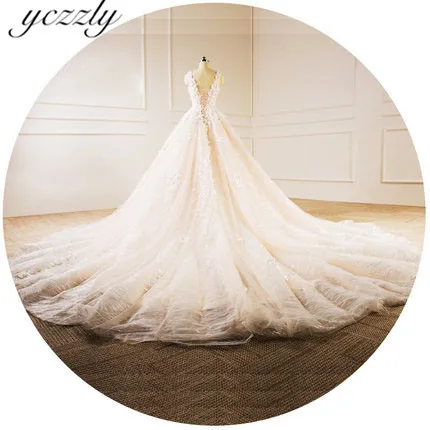 Vestido De Casamento, винтажное бальное платье с v-образным вырезом, кружевное свадебное платье принцессы, большие размеры, цветочное длинное свадебное платье, W07