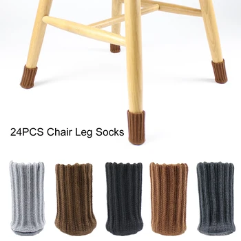 

24pcs Stitching Home Decor Double-layer Chair Leg Socks Floor Protector Non Slip Round Bottom Thicken Caps Furniture Cover