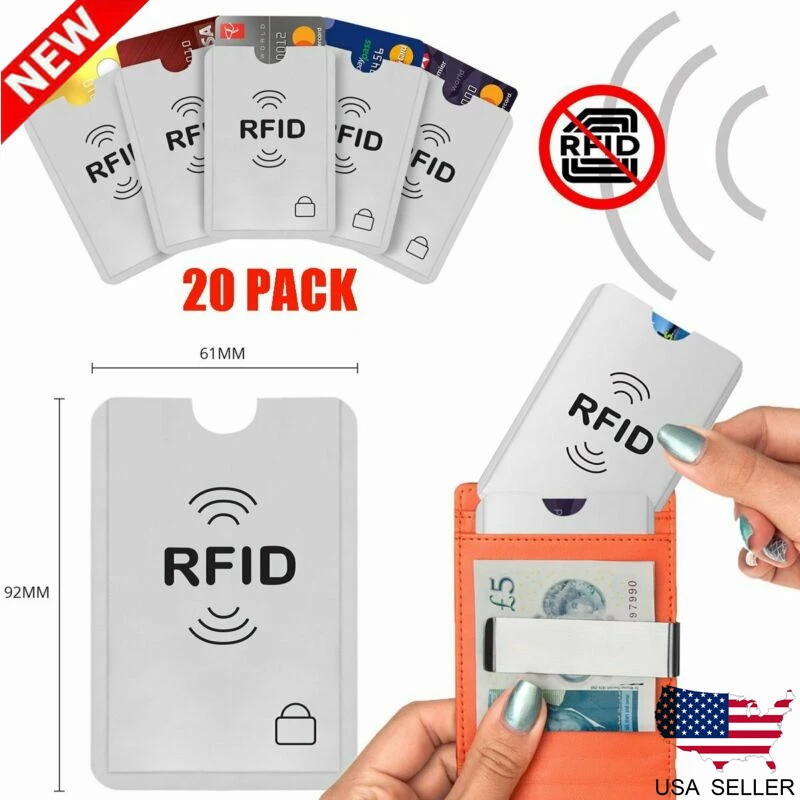 20 RFID Secure Credit Card Car Key Blocking Sleeves Holder Protector Case Shield 