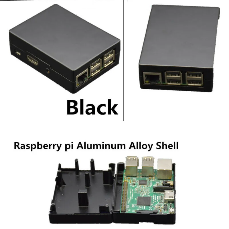 1х черный металлический чехол из алюминиевого сплава для Raspberry Pi 3 2 Модель B& B+ прочный